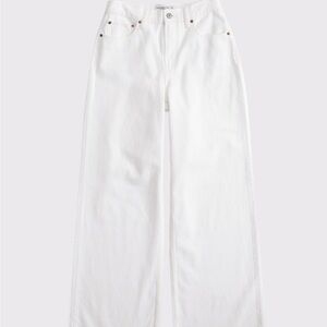 Abercrombie & Fitch Women's Curve Love White High Waist Wide Leg Jeans